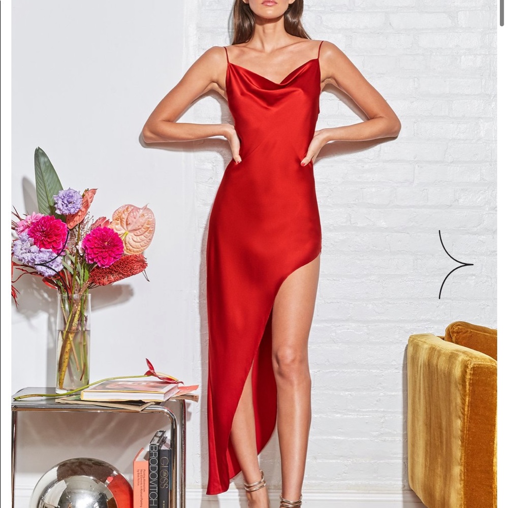 Fleur de map red slit dress